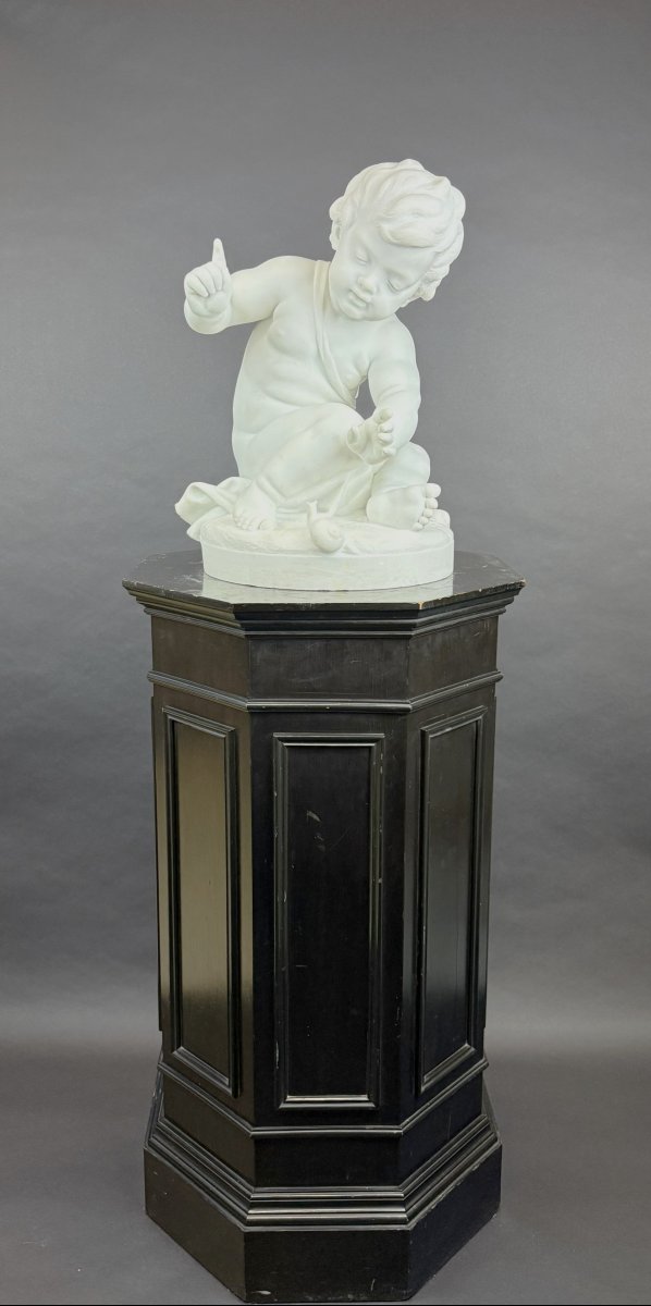 Carrara Marble Sculpture Of Cupid / Putto