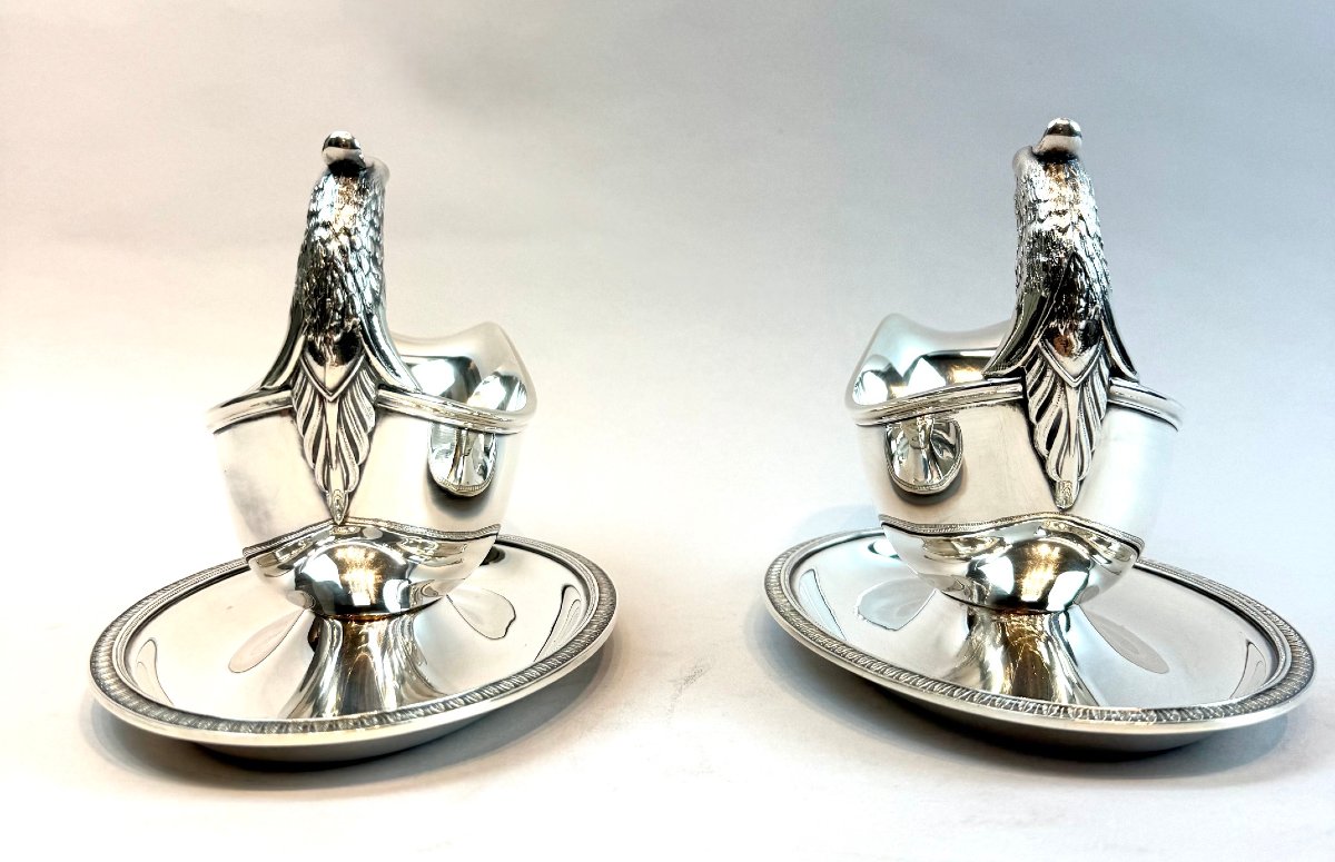 Christofle -Paire de saucières élégantes en métal argenté, -photo-1