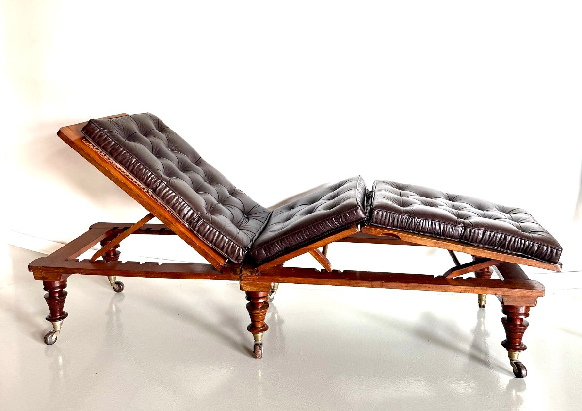 Chaise longue pliante anglaise par Robinsons.-photo-2