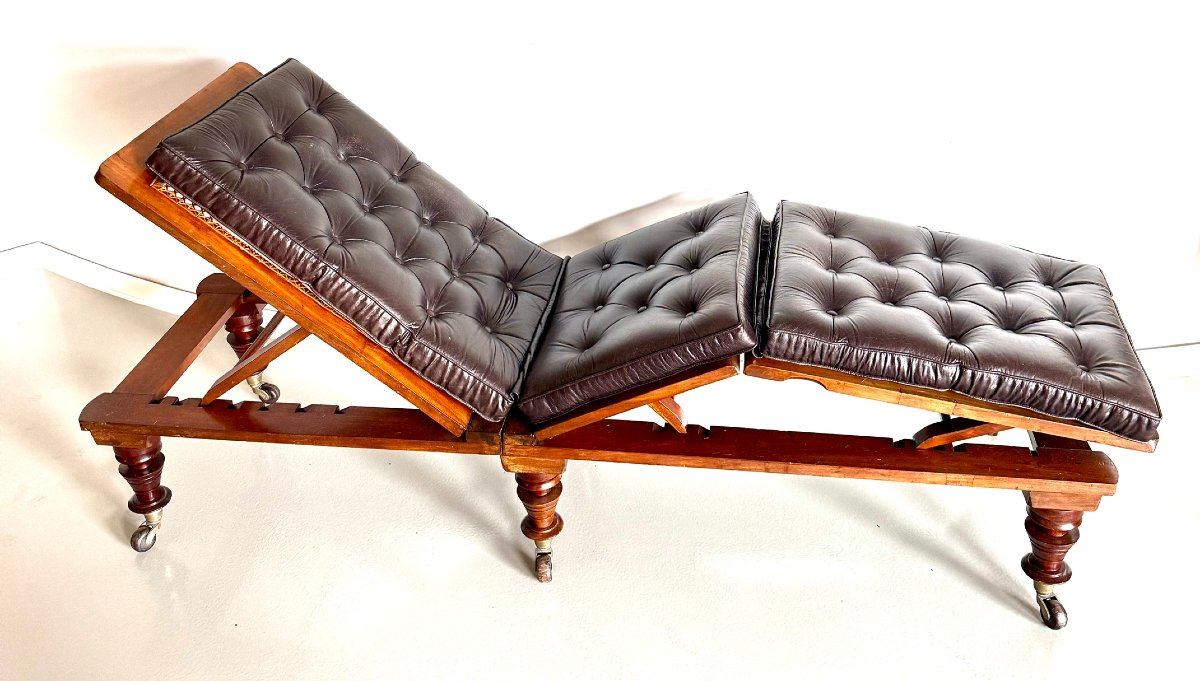 Chaise longue pliante anglaise par Robinsons.-photo-3