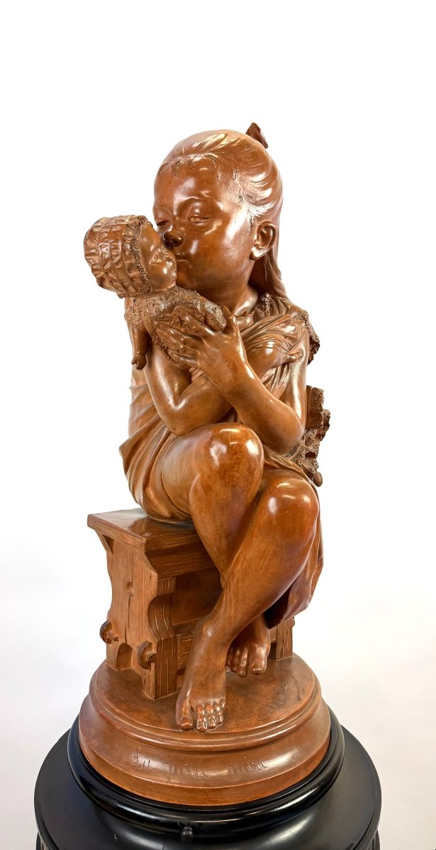 A Patinated Terracotta Sculpture From The Late 19th Century By The Belgian Sculptor Polydor Comein-photo-2