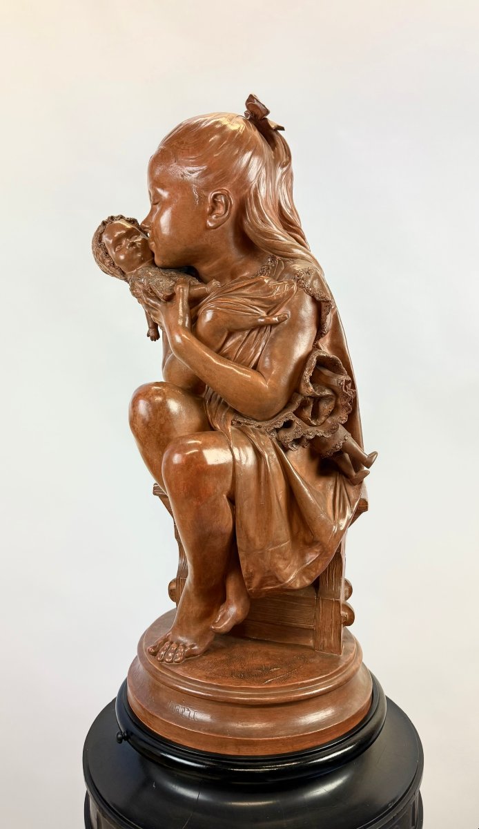 A Patinated Terracotta Sculpture From The Late 19th Century By The Belgian Sculptor Polydor Comein-photo-3