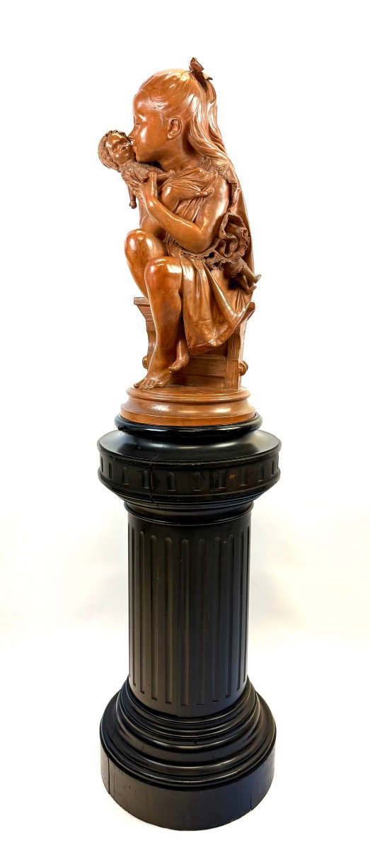 A Patinated Terracotta Sculpture From The Late 19th Century By The Belgian Sculptor Polydor Comein-photo-4