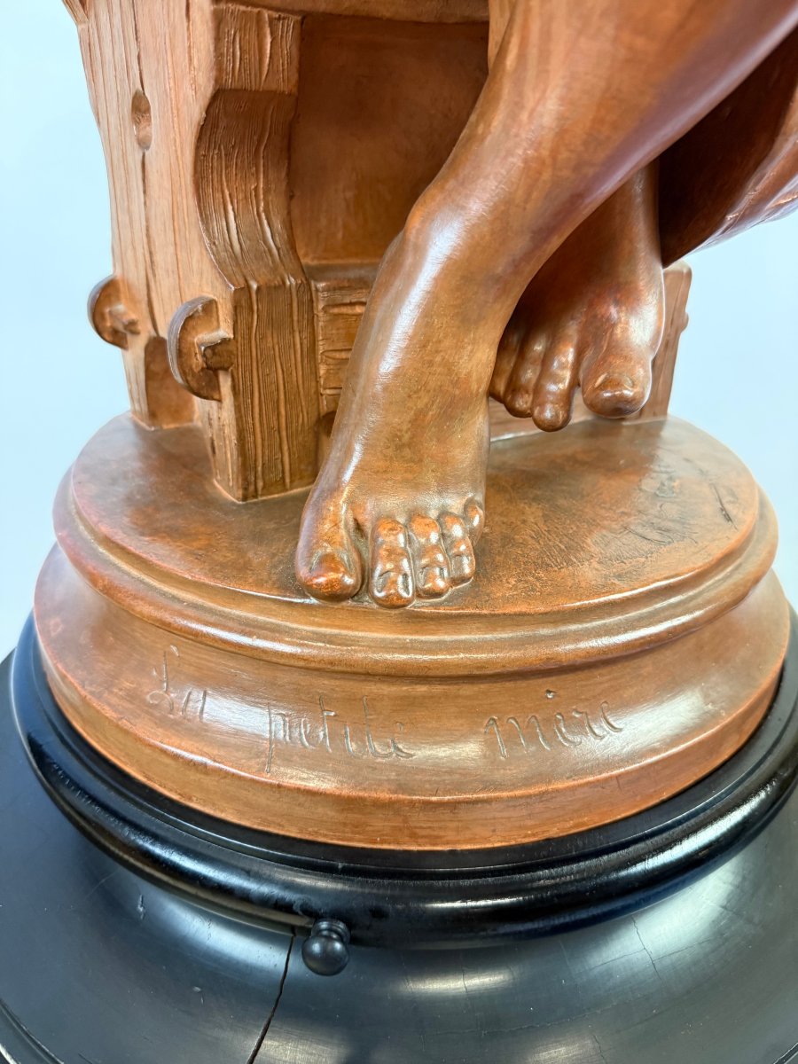 A Patinated Terracotta Sculpture From The Late 19th Century By The Belgian Sculptor Polydor Comein-photo-7