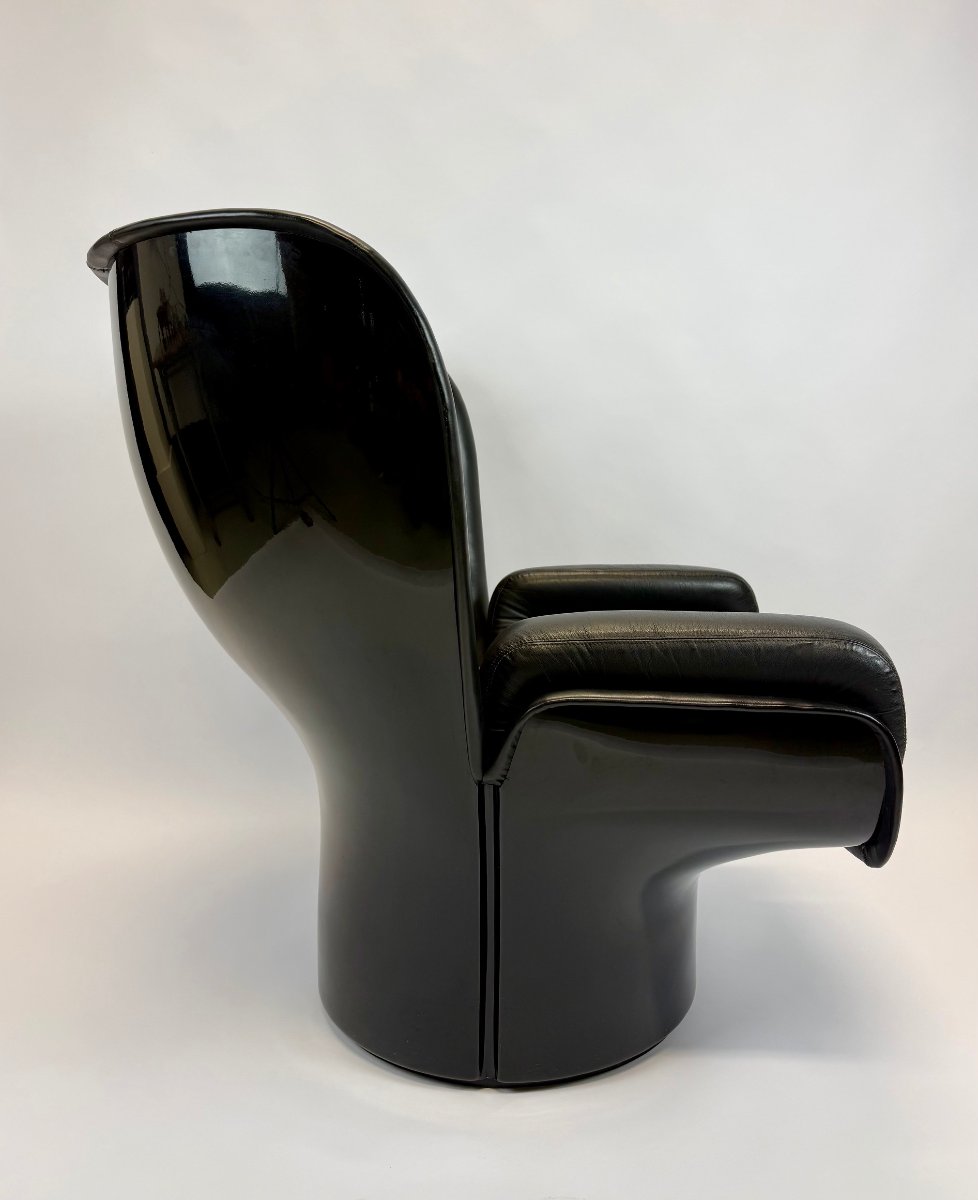 Fauteuil modèle " Elda" en cuir noir , Joe Colombo édition Comfort, années 70.-photo-1