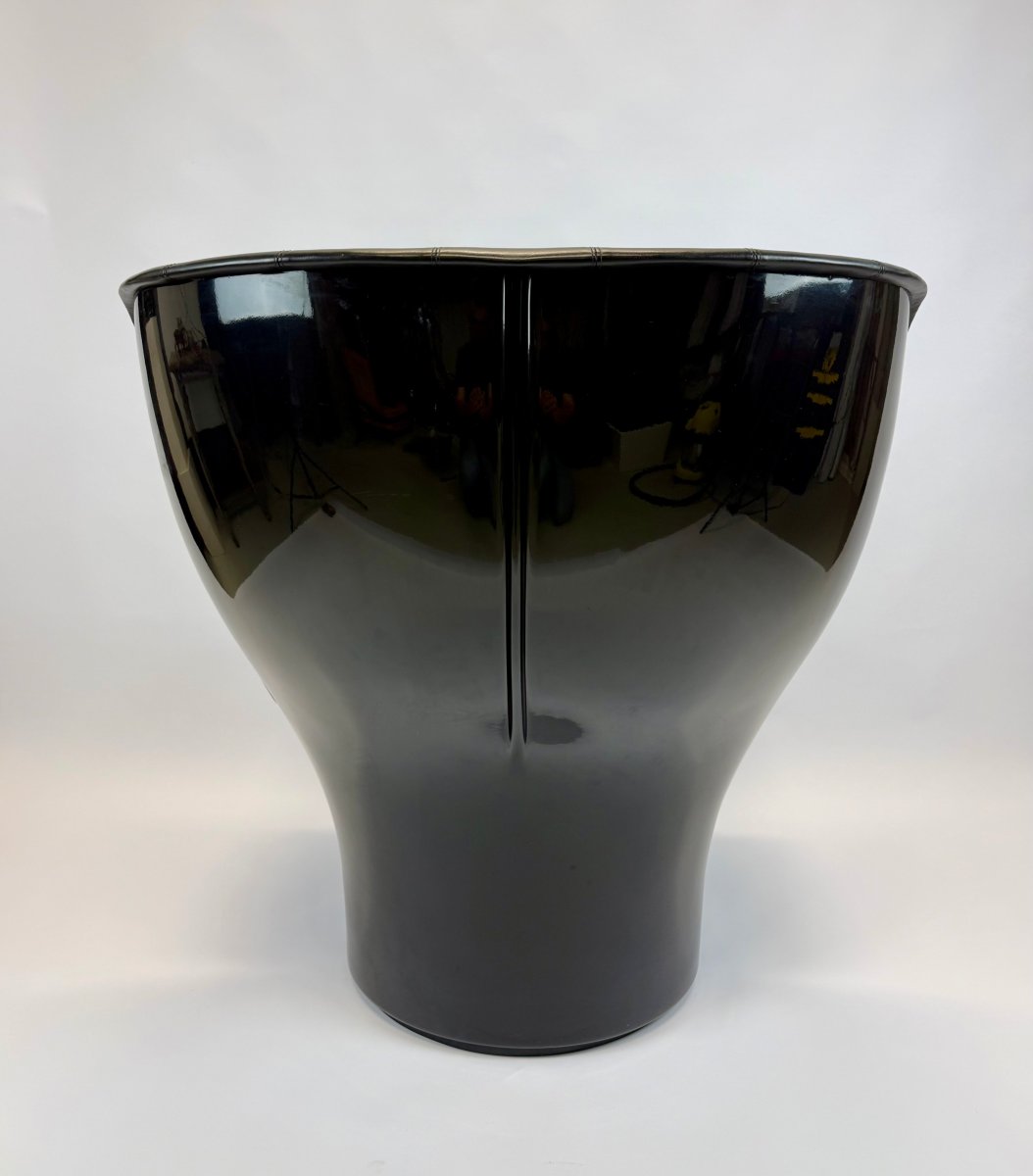 Fauteuil modèle " Elda" en cuir noir , Joe Colombo édition Comfort, années 70.-photo-2