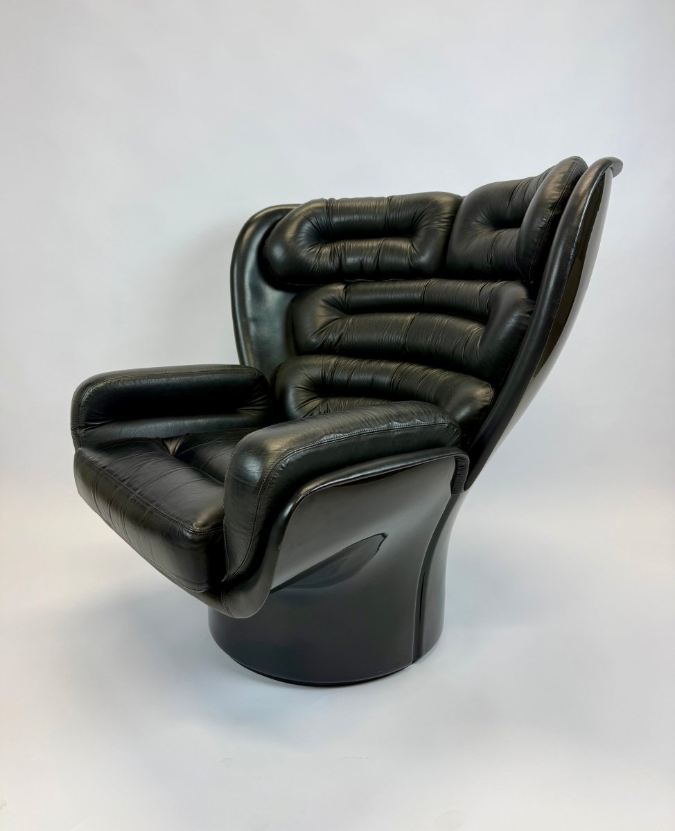 Fauteuil modèle " Elda" en cuir noir , Joe Colombo édition Comfort, années 70.-photo-4