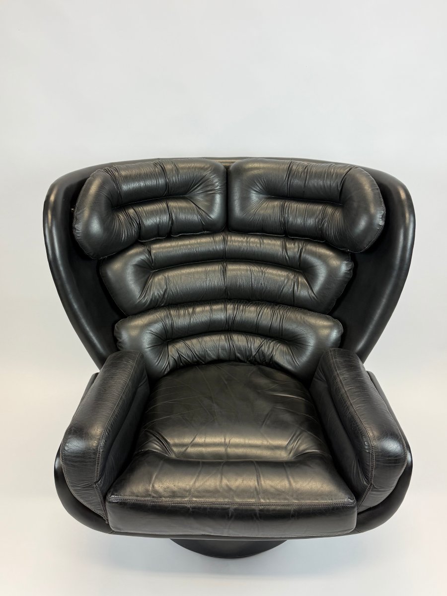 Fauteuil modèle " Elda" en cuir noir , Joe Colombo édition Comfort, années 70.-photo-6
