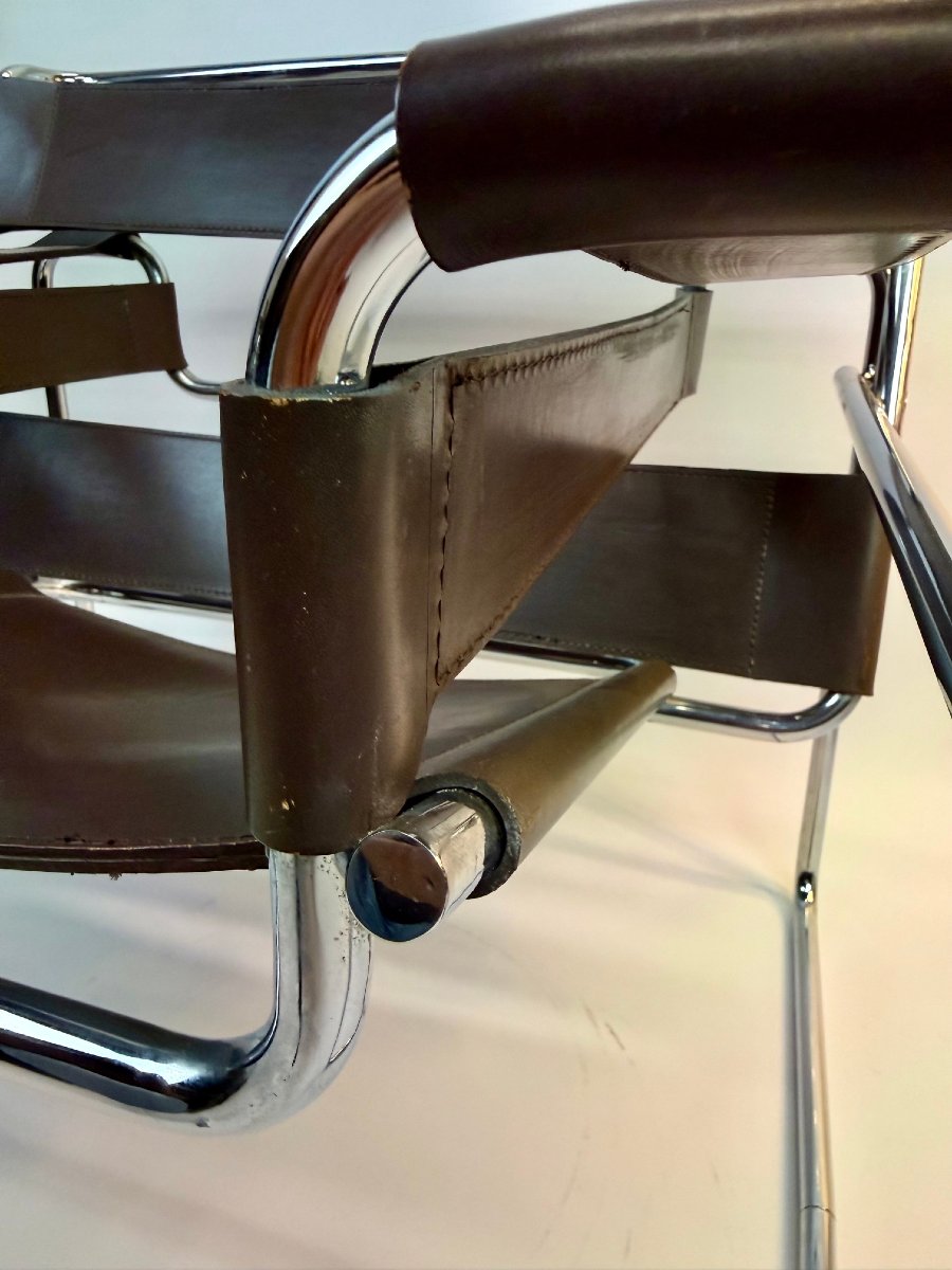 Vintage "wassily" Armchair, Designed By Marcel Breuer, 1980s-photo-4