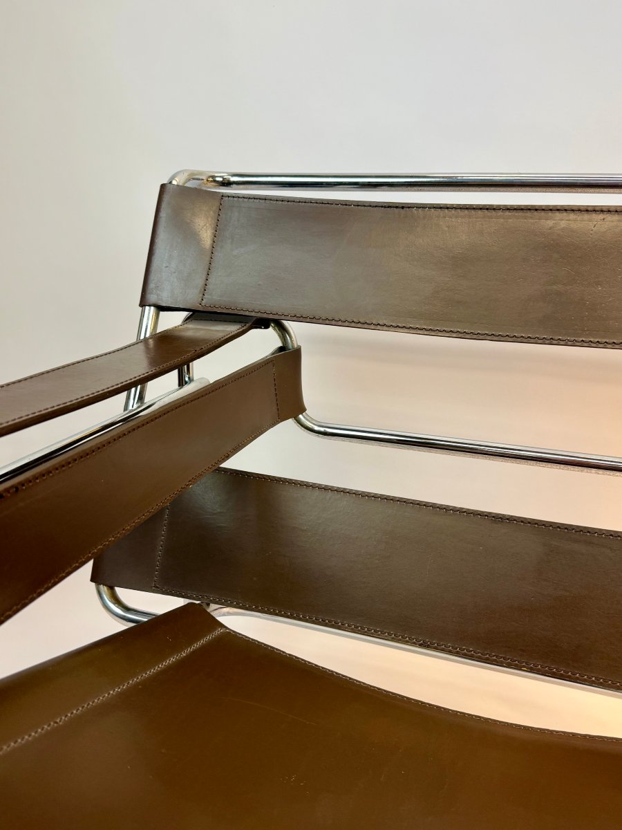 Vintage "wassily" Armchair, Designed By Marcel Breuer, 1980s-photo-3