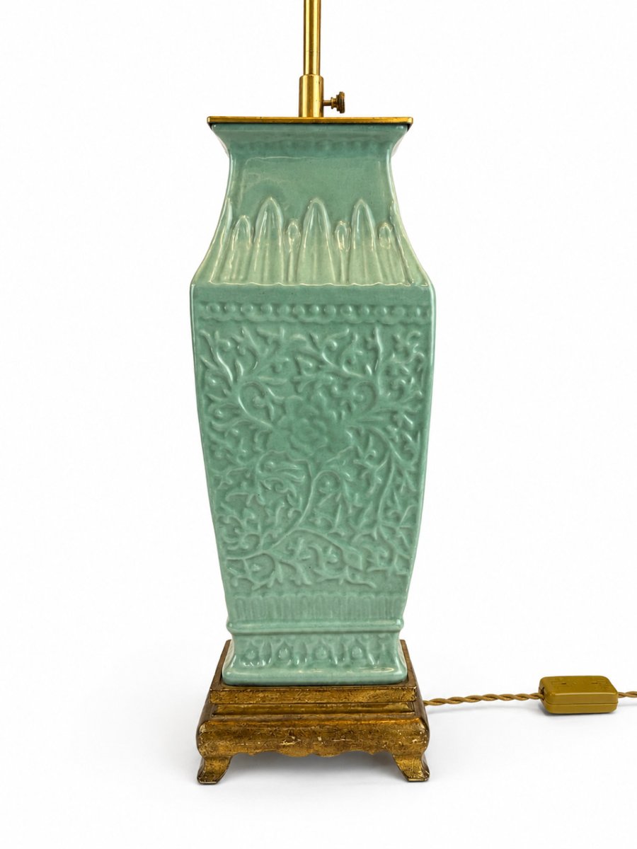 Pair Of Celadon Porcelain Lamps-photo-3