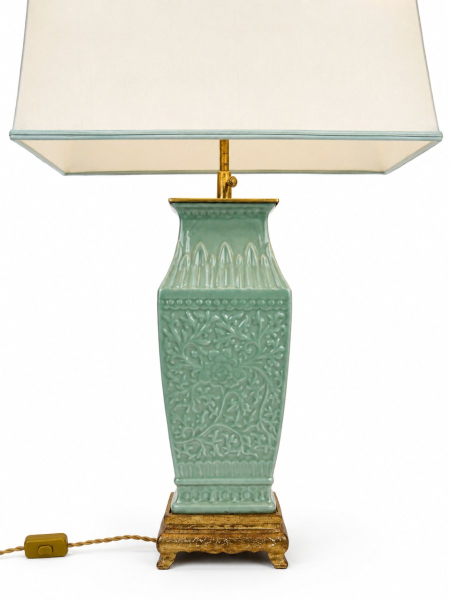 Pair Of Celadon Porcelain Lamps-photo-4
