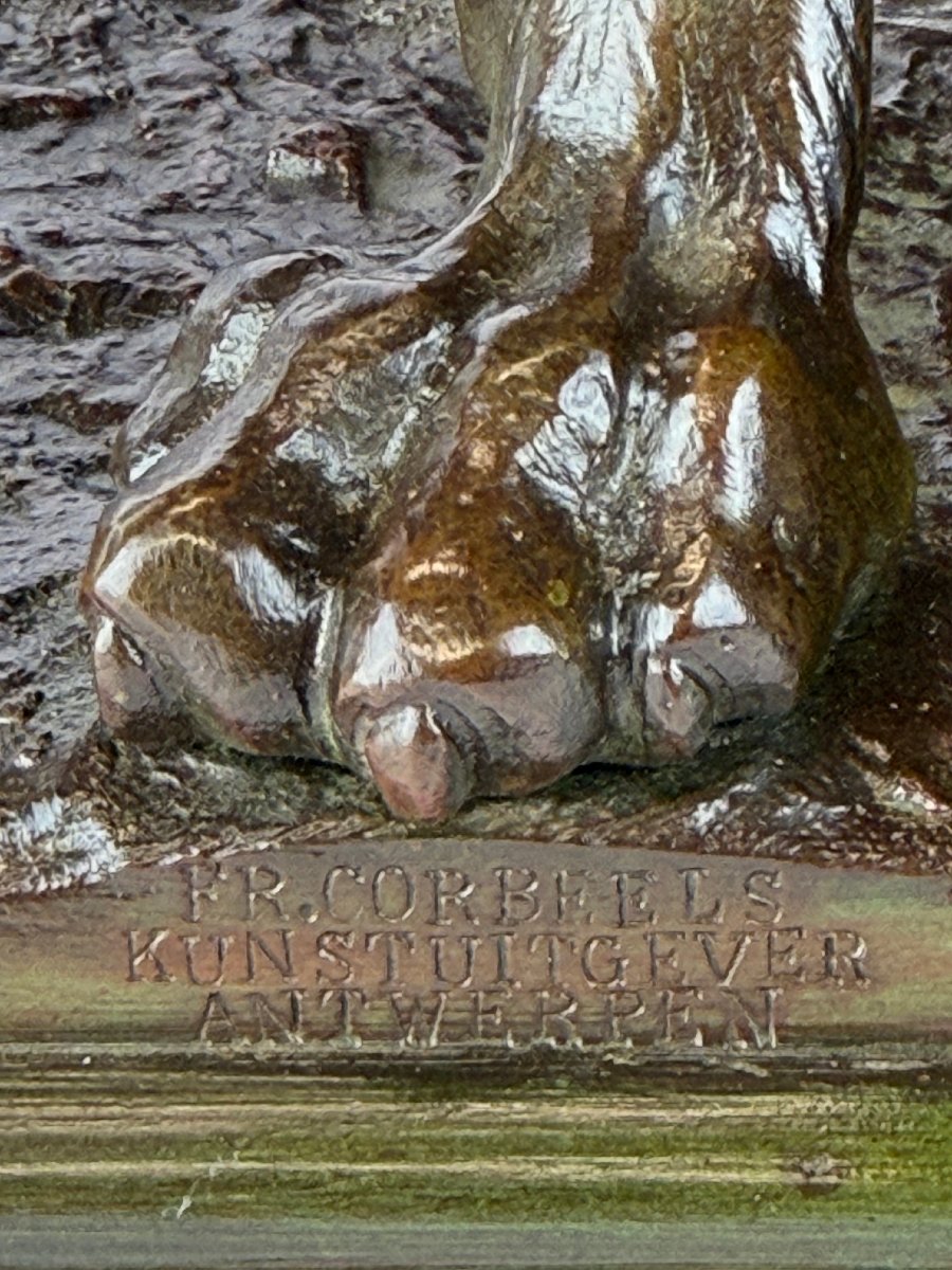 Bronze Sculpture Depicting A Dog, By Antonio Amorgasti (pisa, 1880 – Antwerp, 1942).-photo-2