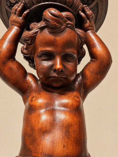Pair Of Italian Wall Sconces Made Of Carved Walnut, Mid-19th Century-photo-2