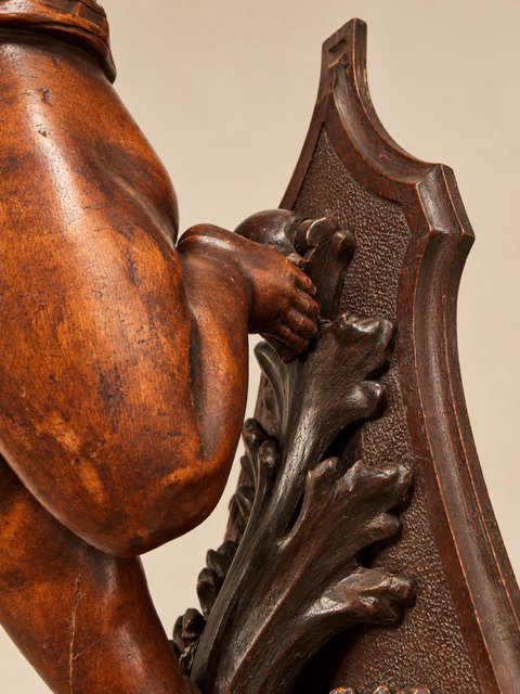Pair Of Italian Wall Sconces Made Of Carved Walnut, Mid-19th Century-photo-2