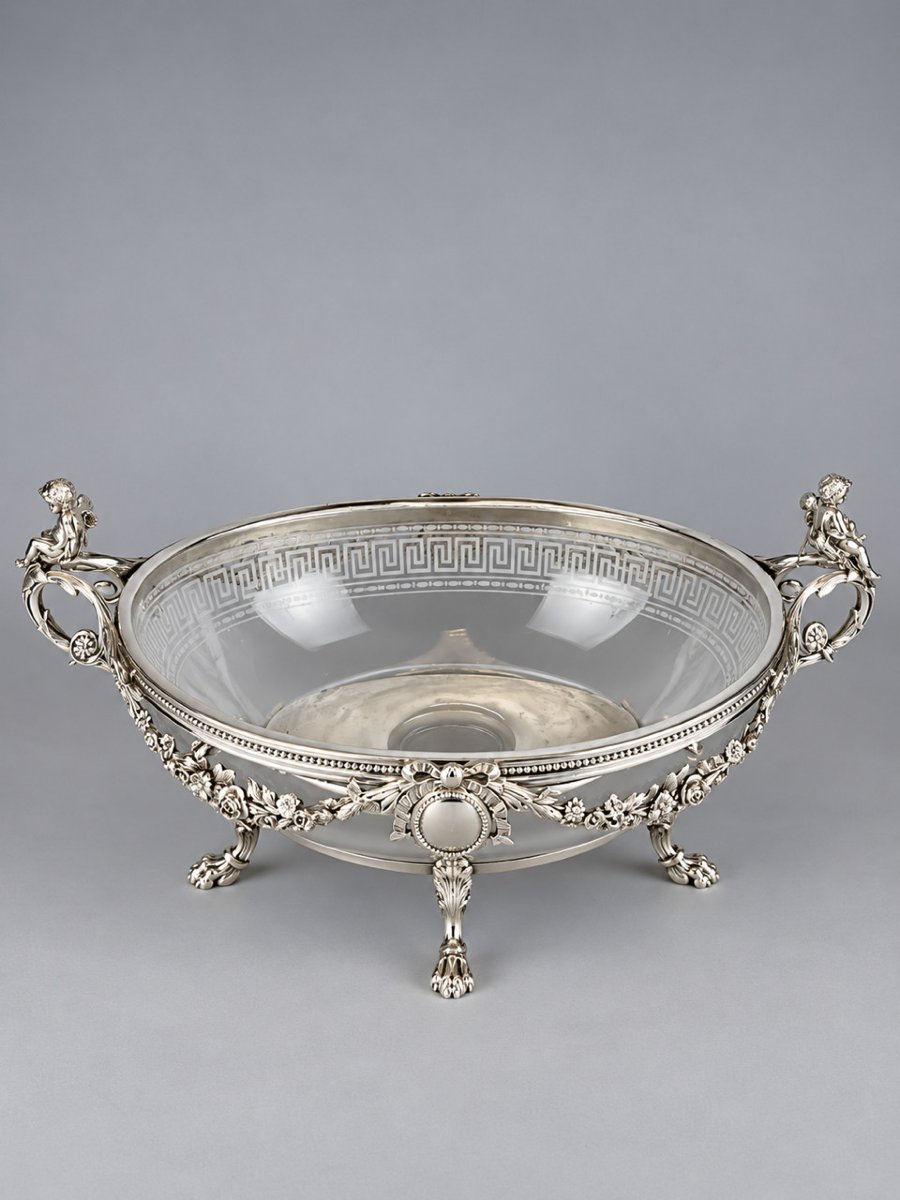 Centerpiece / Silver-plated Metal Planter By Cailar & Bayard, France, 19th Century-photo-3