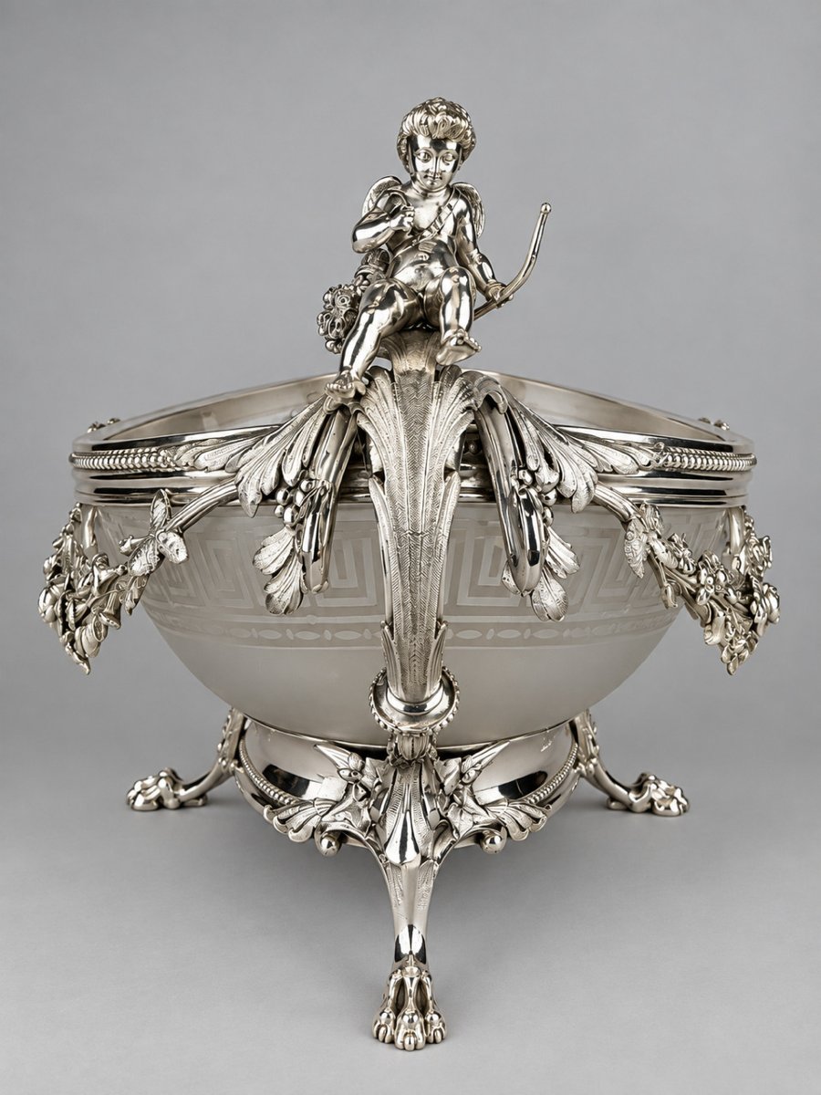 Centerpiece / Silver-plated Metal Planter By Cailar & Bayard, France, 19th Century-photo-4