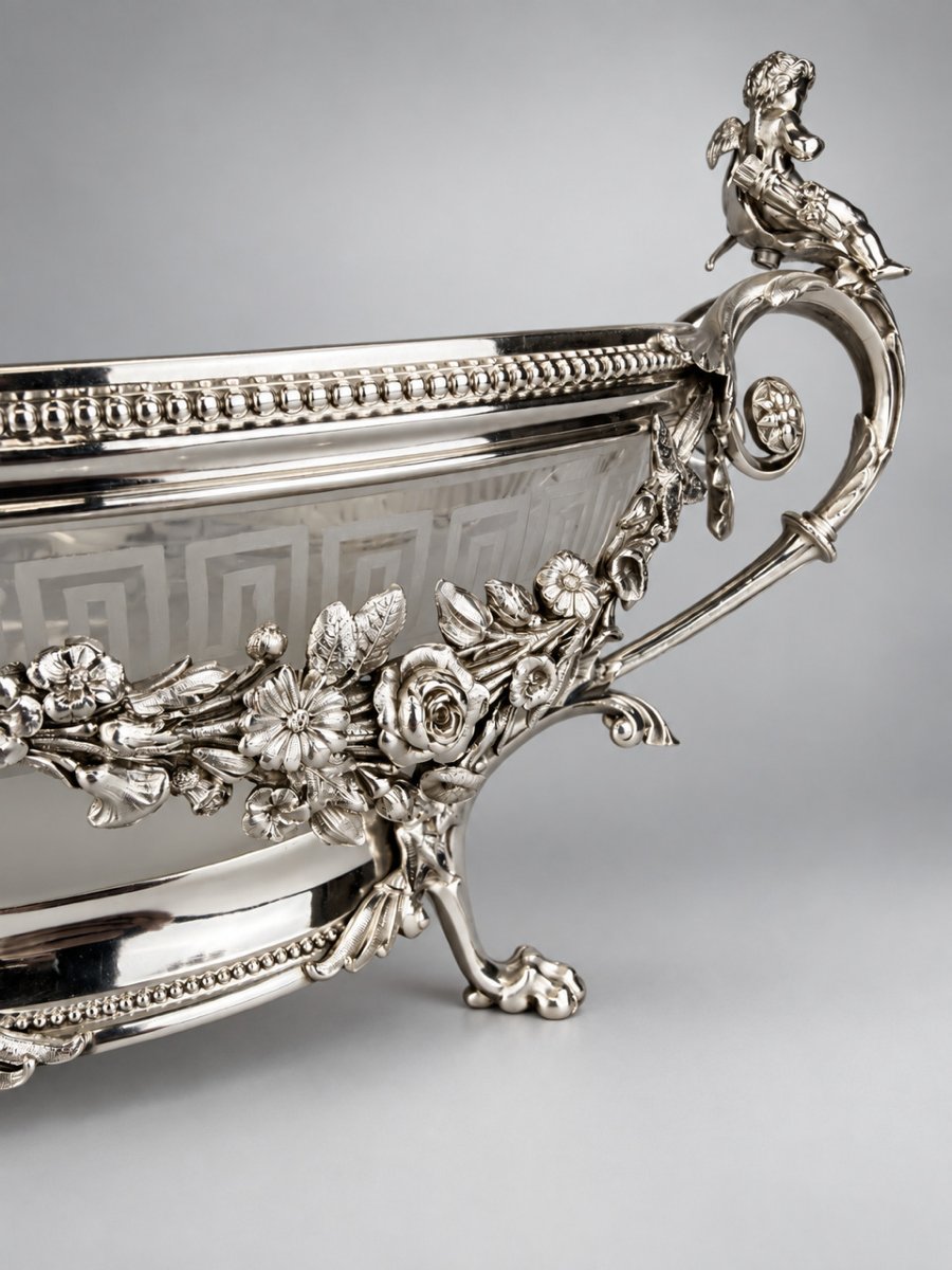 Centerpiece / Silver-plated Metal Planter By Cailar & Bayard, France, 19th Century-photo-1
