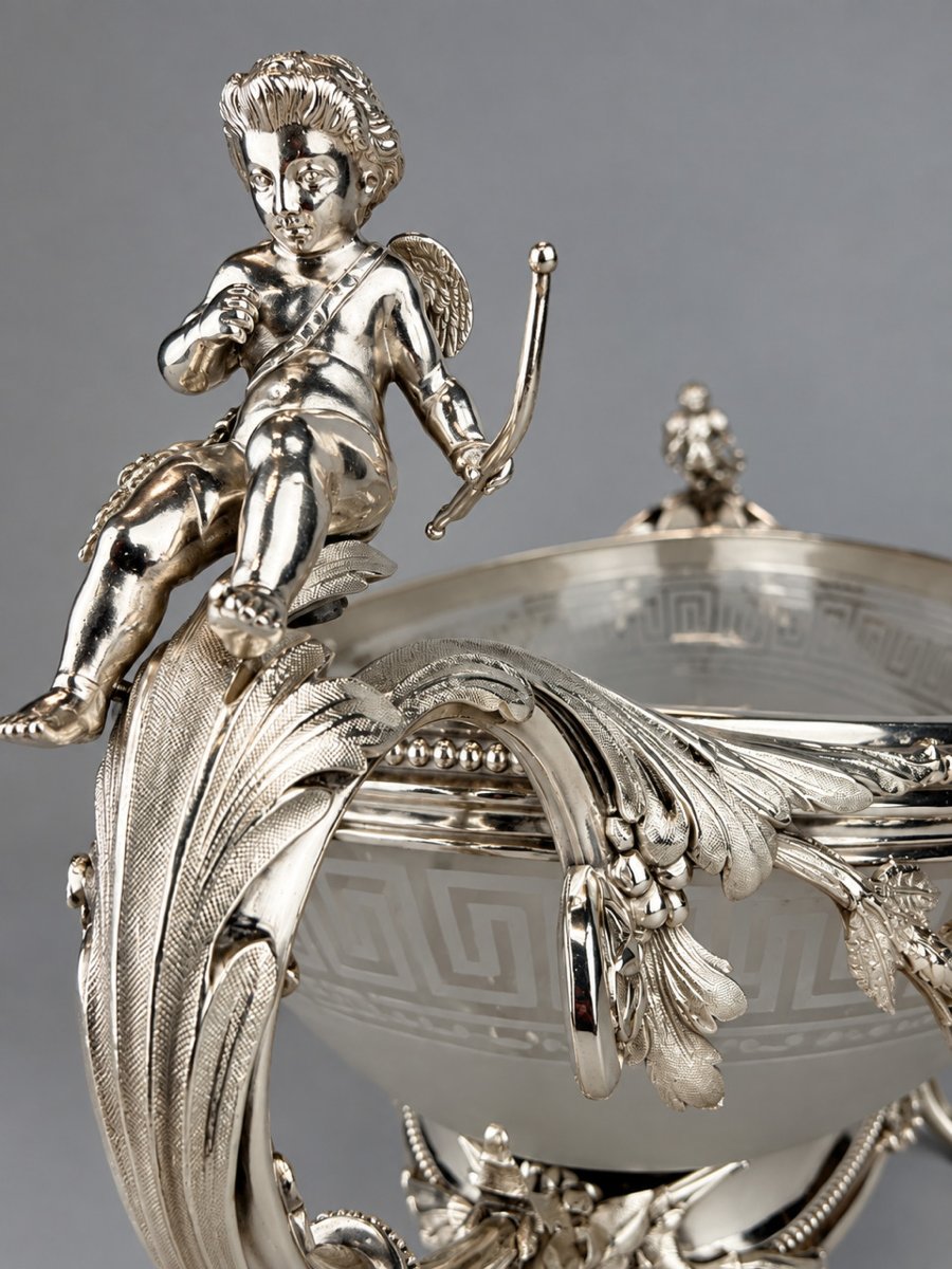 Centerpiece / Silver-plated Metal Planter By Cailar & Bayard, France, 19th Century-photo-3