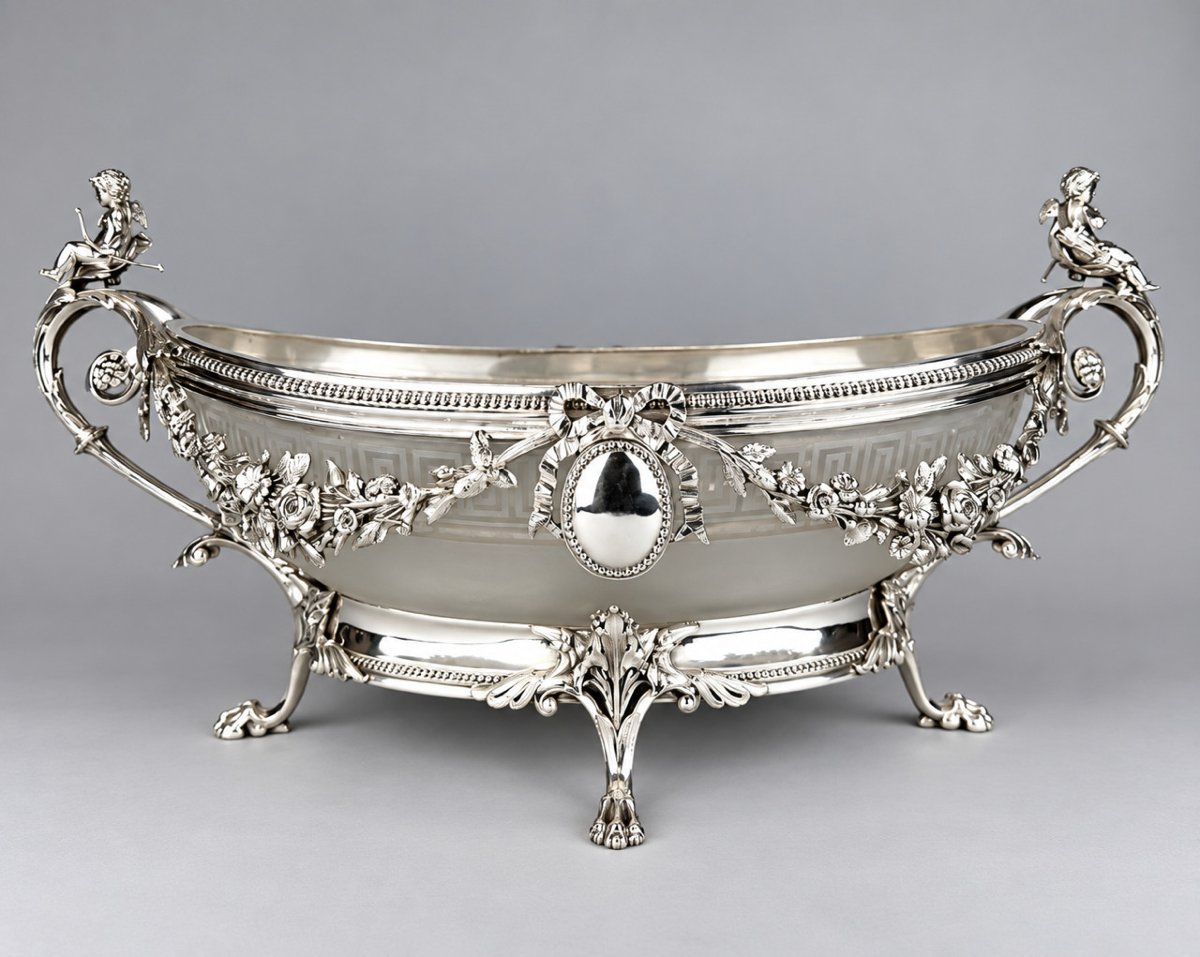 Centerpiece / Silver-plated Metal Planter By Cailar & Bayard, France, 19th Century