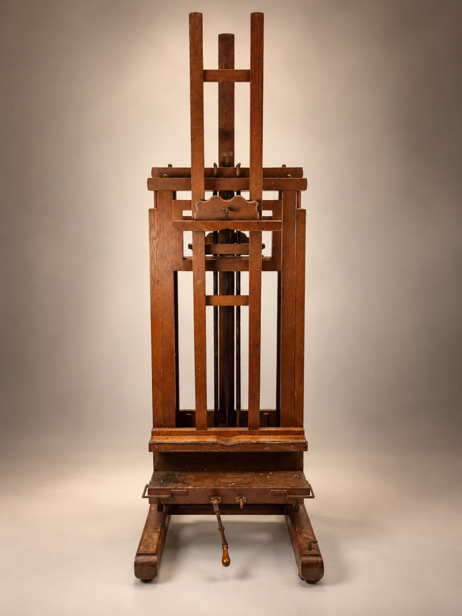 Large Artist's Studio Easel Made Of Oak-photo-2