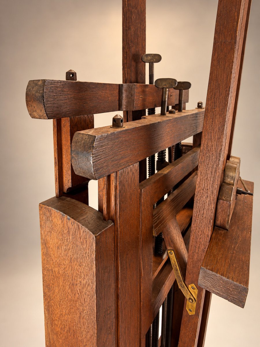 Large Artist's Studio Easel Made Of Oak-photo-2