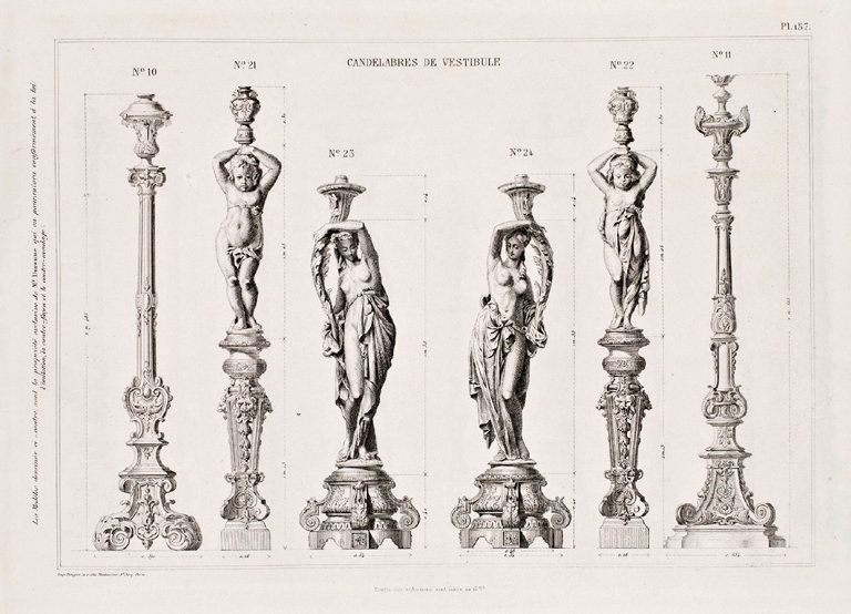 Un  ensemble de 4  candélabres figuratifs en fonte du XIXᵉ siècle, signés “A. Durenne, Paris”-photo-2