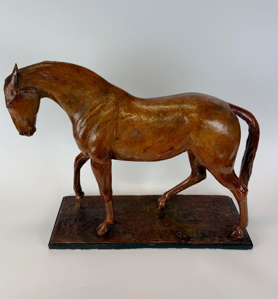 Domien Ingels (1881–1946)  cheval Quick Star  Plâtre original d’atelier -photo-2