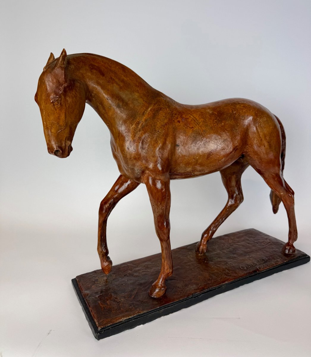 Domien Ingels (1881–1946)  cheval Quick Star  Plâtre original d’atelier -photo-3