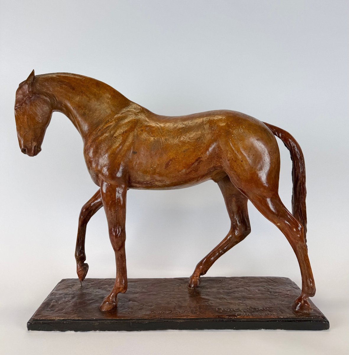 Domien Ingels (1881–1946)  cheval Quick Star  Plâtre original d’atelier 
