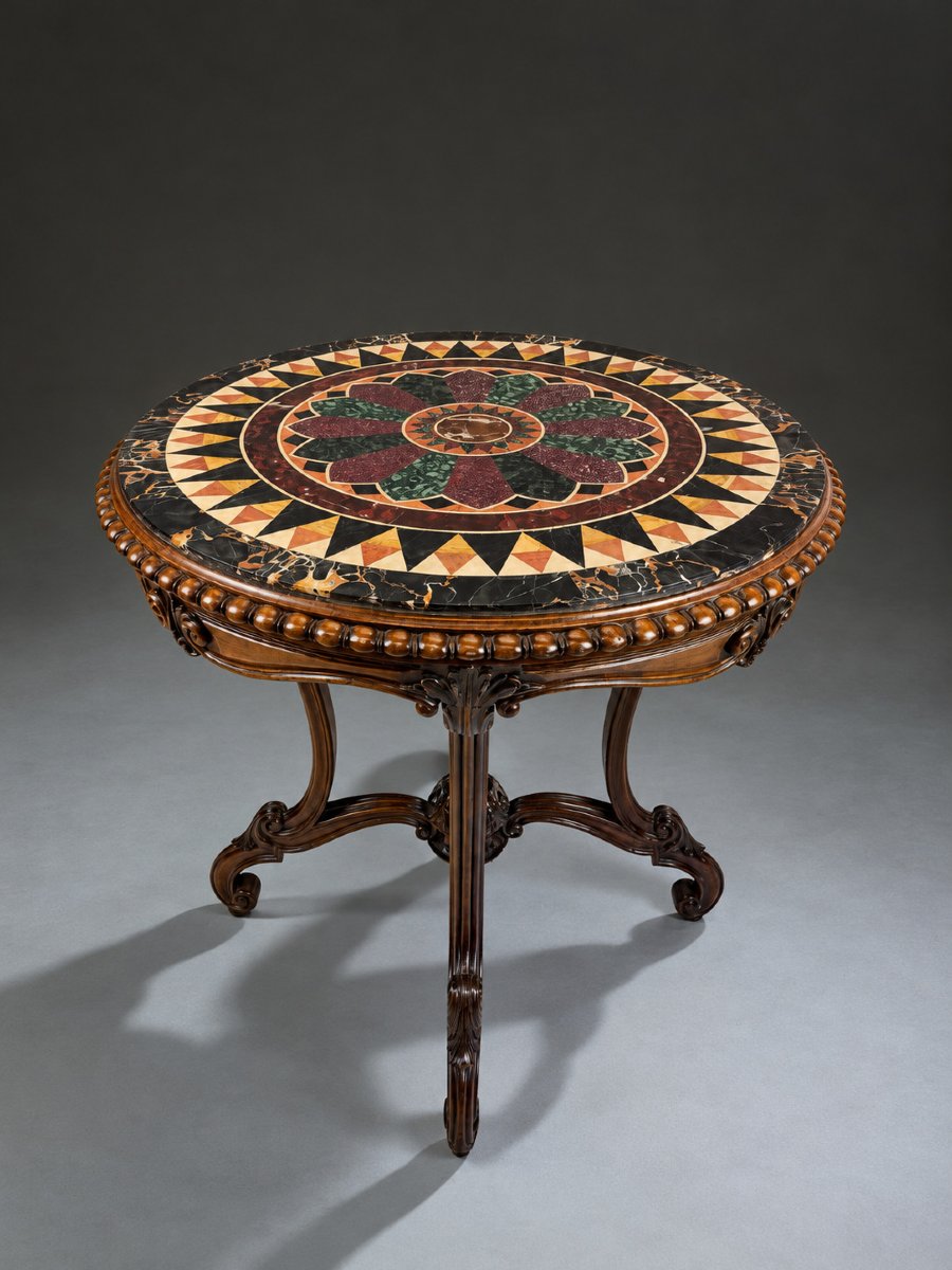 Grand Tour Walnut  Table With Specimen Marble Top From The Lopes Brothers Collection-photo-3