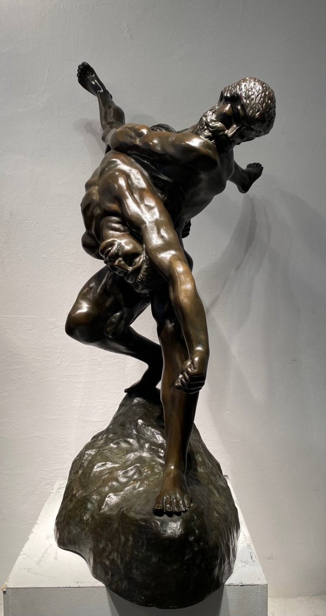 Grand Bronze XIX ème, Jef Lambeaux (1852-1908), Les Lutteurs. Fondeur: Robert Debraz Bruxelles-photo-3