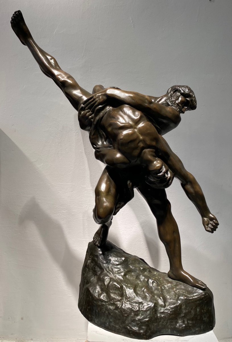 Grand Bronze XIX ème, Jef Lambeaux (1852-1908), Les Lutteurs. Fondeur: Robert Debraz Bruxelles