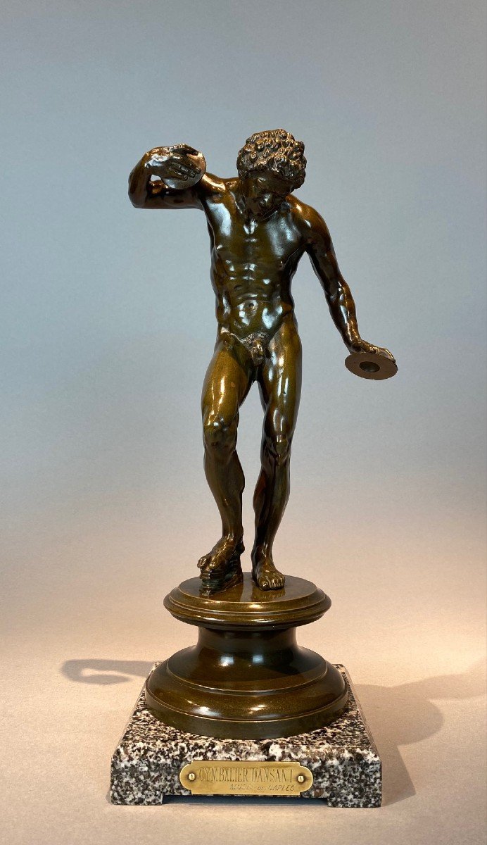 Souvenir Du Grand Tour ''faune Dansant Aux Cymbales'' En Bronze.-photo-2