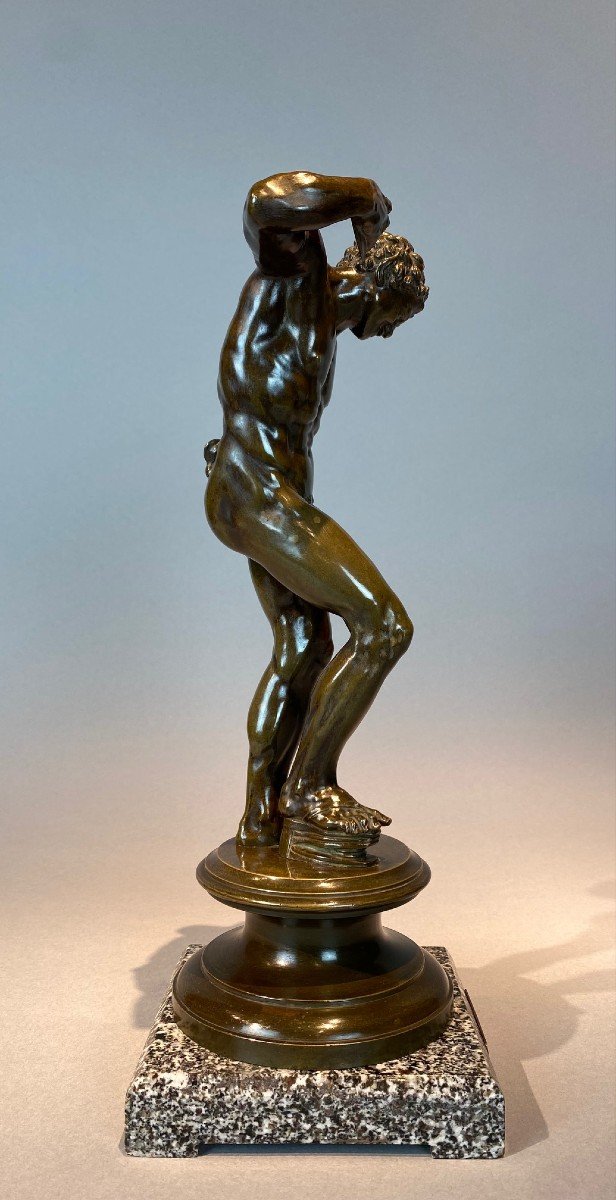 Souvenir Du Grand Tour ''faune Dansant Aux Cymbales'' En Bronze.-photo-3