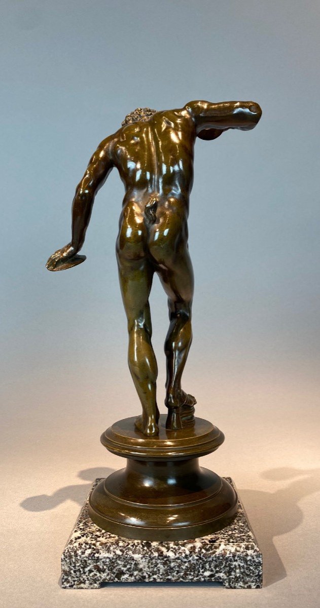 Souvenir Of The Grand Tour ''fauna Dancing With Cymbals'' In Bronze.-photo-4