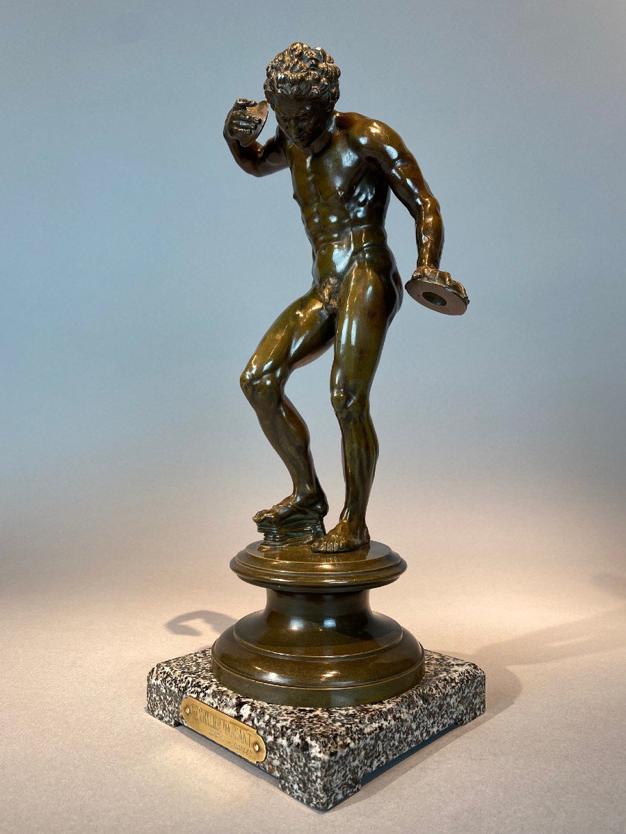 Souvenir Of The Grand Tour ''fauna Dancing With Cymbals'' In Bronze.-photo-8