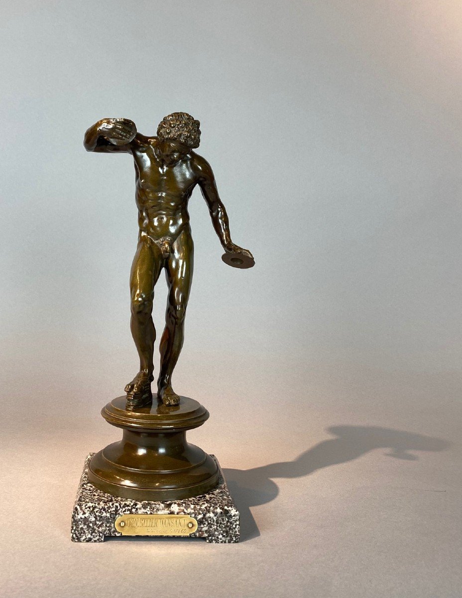 Souvenir Of The Grand Tour ''fauna Dancing With Cymbals'' In Bronze.