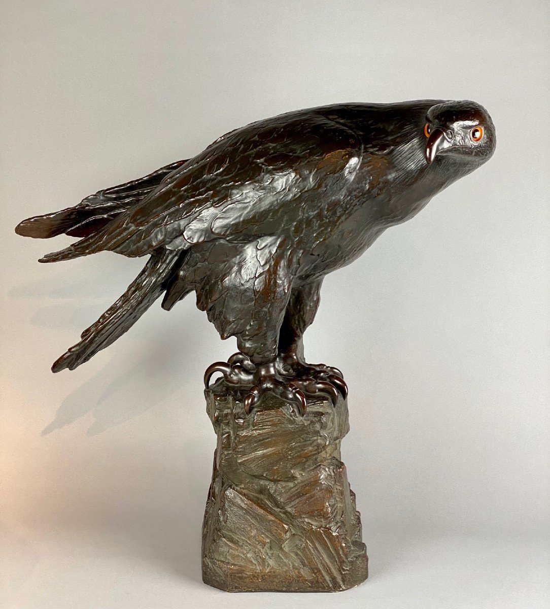 A Life Size Terracotta Sculpture Of An Eagle. H74cm