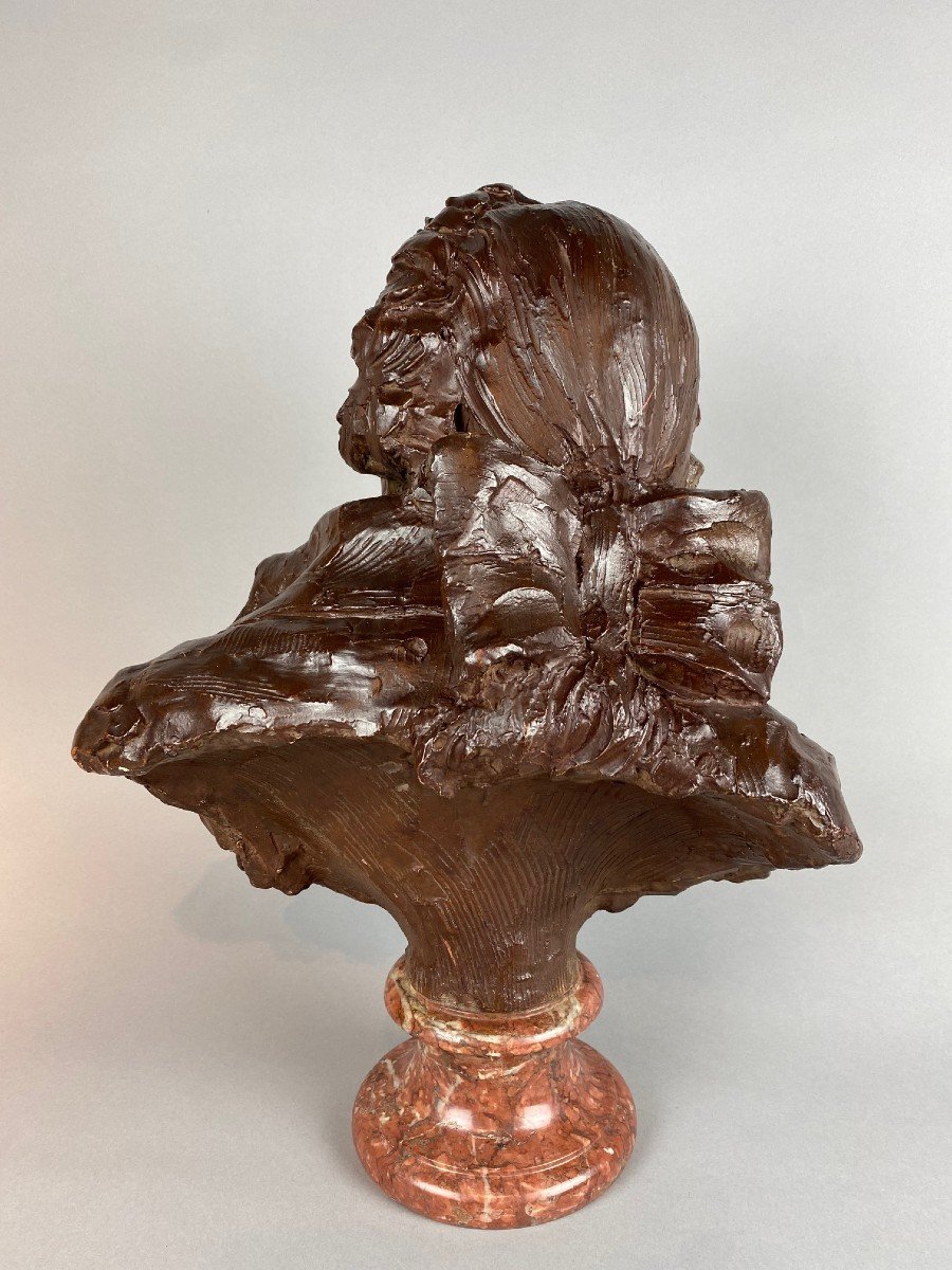 Buste De Gentilhomme En Terre Cuite , Fin XVIIIe - Début XIXe Siècle.-photo-1