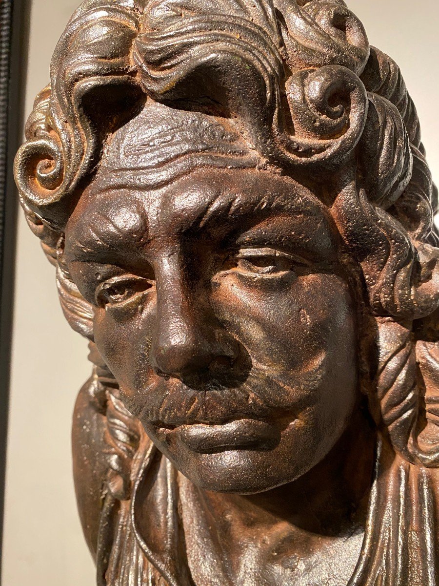 A XIXth Century Cast Iron  Bust Of Molière-photo-4