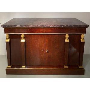 High Quality English Empire Commode In Speckled Mahogany, Attributed To Jacob Frères