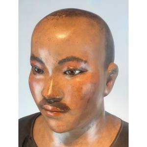 Un Rare Mannequin Japonais En Papier Mâché. Samouraï