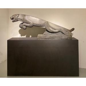 Impressive Art Deco Stone Jaguar, Mid-20th Century