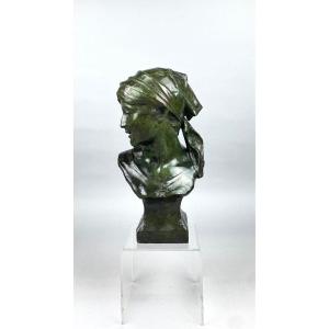 Sculpture - Bustede Jeune Fille En Bronze , Par Alphonse Van Beurden (1854 -1938)