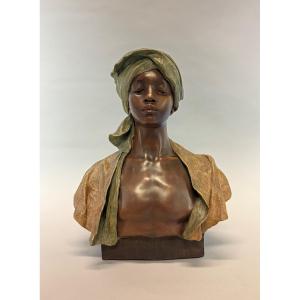 Terracotta Bust Of A Young Nubian, Goldscheider, Austrian Work 19th Century.