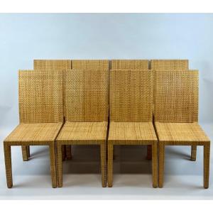 Jean-michel Frank And Adolphe Chanaux, Set Of 8 Chairs.