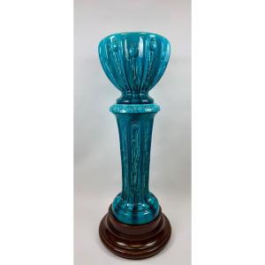 Clément Massier colonne et vase en faience 