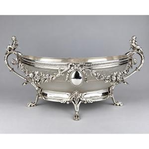 Centerpiece / Silver-plated Metal Planter By Cailar & Bayard, France, 19th Century