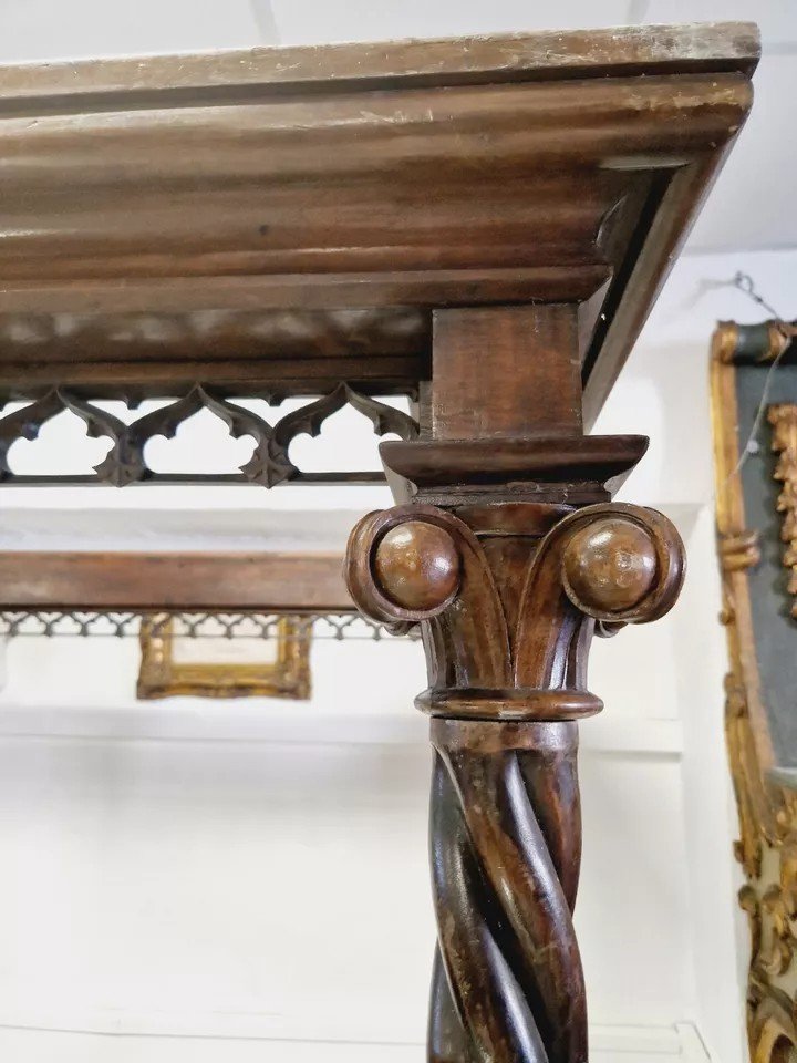Antique Canopy Bed In Sicilian Wood, Italy-photo-3